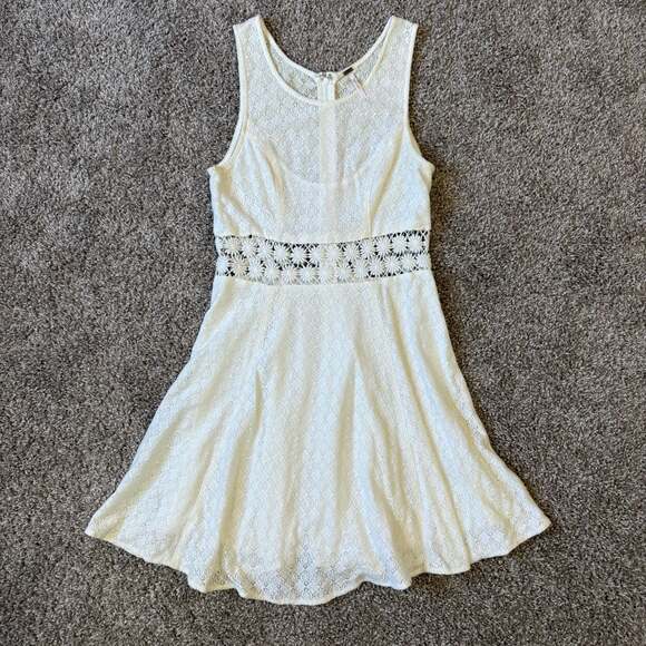 Free People Dresses & Skirts - Free People Ivory Lace Skater Dress Coquette Cottagecore Balletcore Boho
